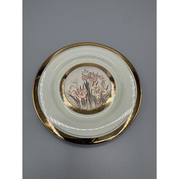 Vintage Japan Art of Chokin Humming Birds W/ Flowers Small 6.25” Plate Gold Trim - Picture 1 of 9